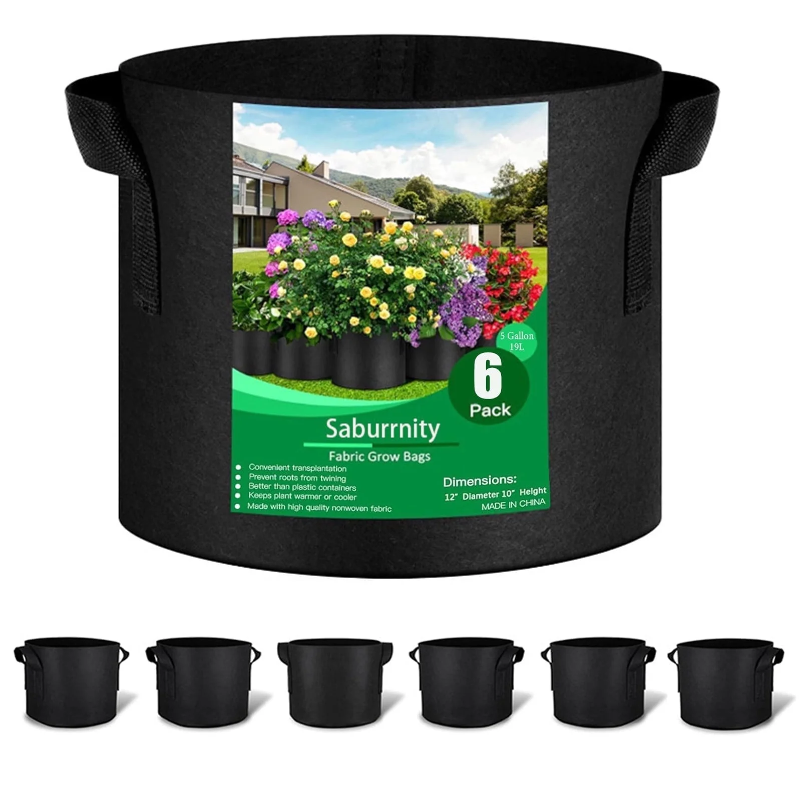 LATERN 6-Pack 5 Gallon Grow Bags